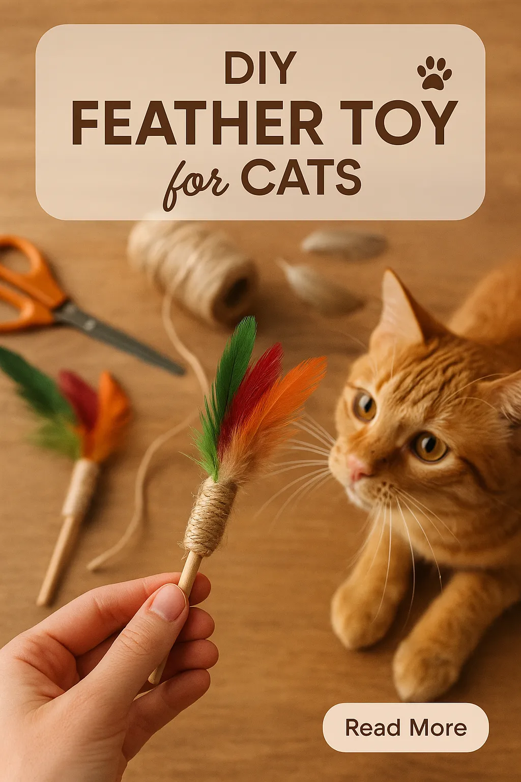 DIY Feather Toy for Cats