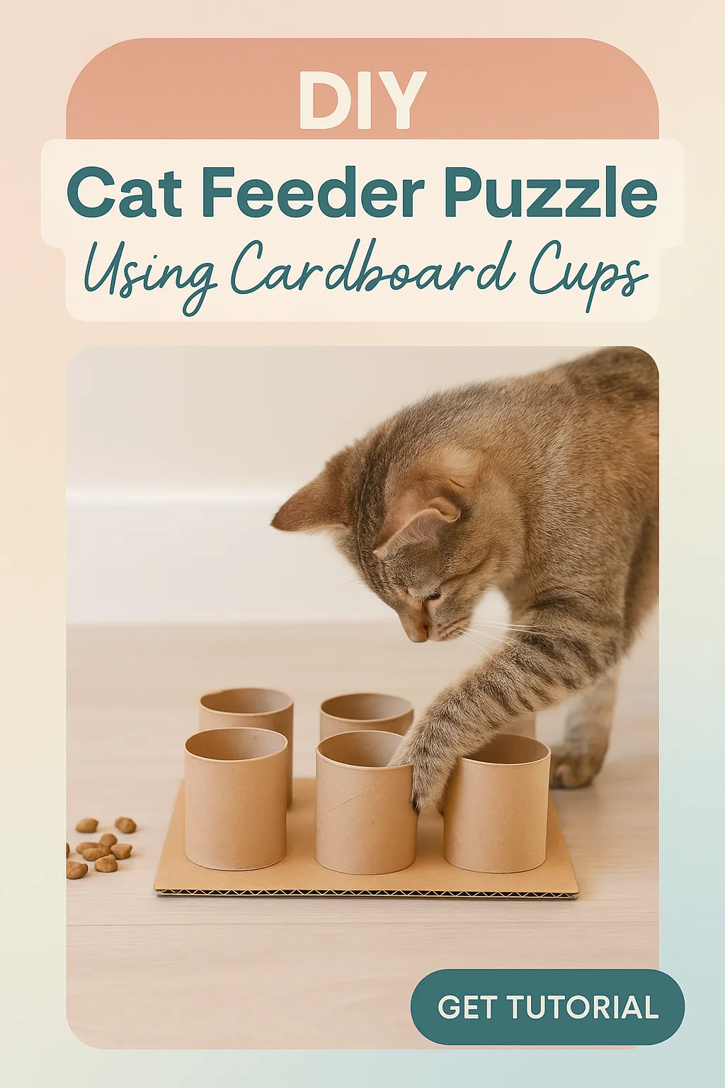 DIY Cat Feeder Puzzle Using Cardboard Cups