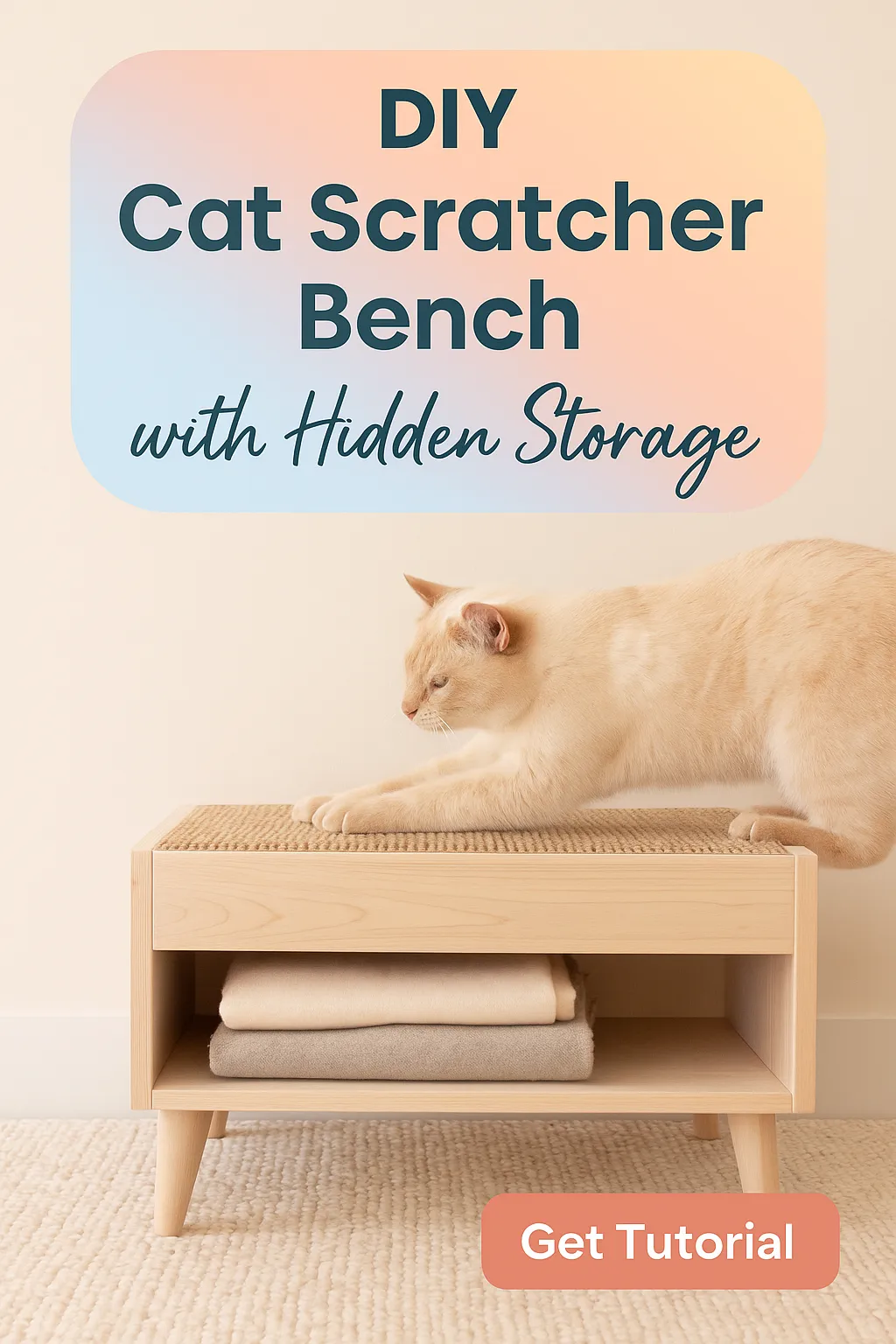 DIY Cat Scratcher Bench with Hidden Storage