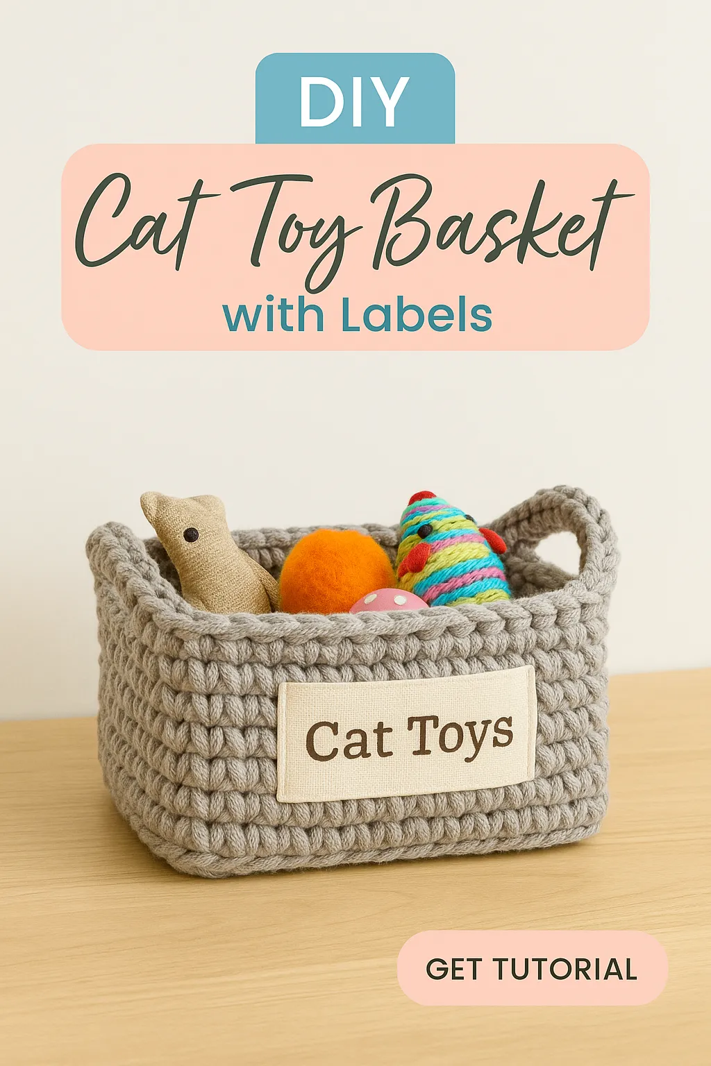 DIY Cat Toy Basket with Labels