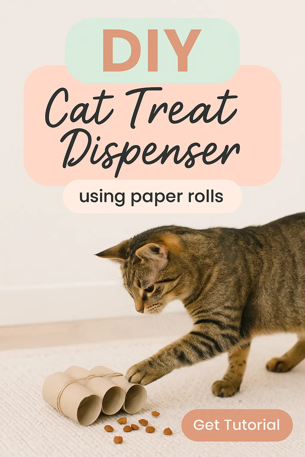DIY Cat Treat Dispenser Using Paper Rolls