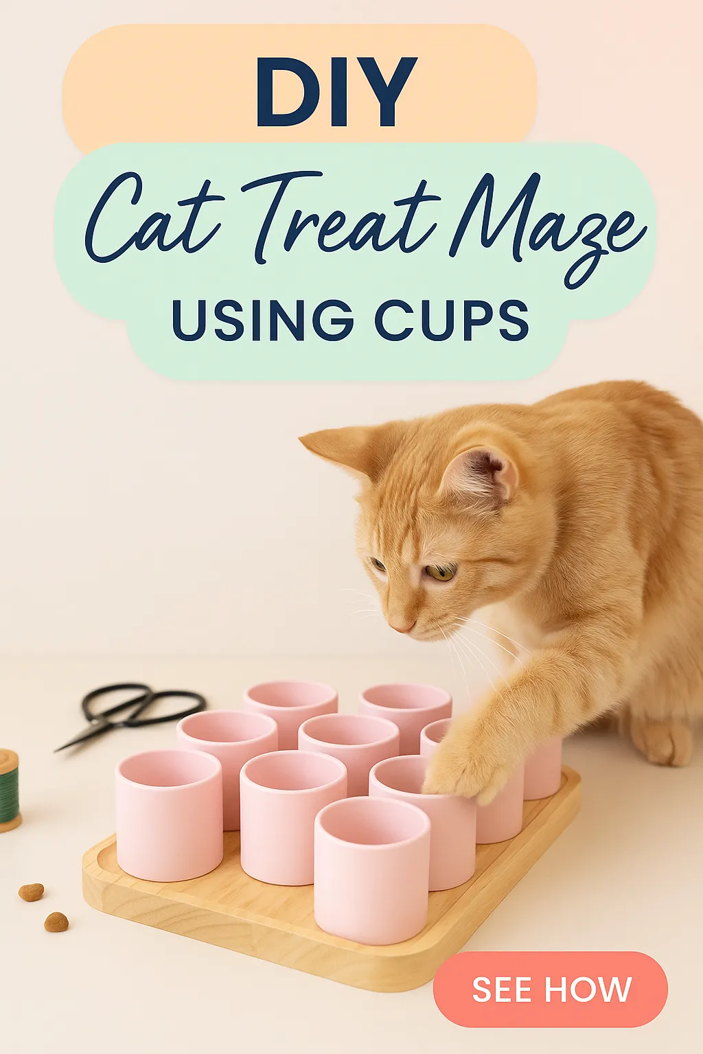 DIY Cat Treat Maze Using Cups