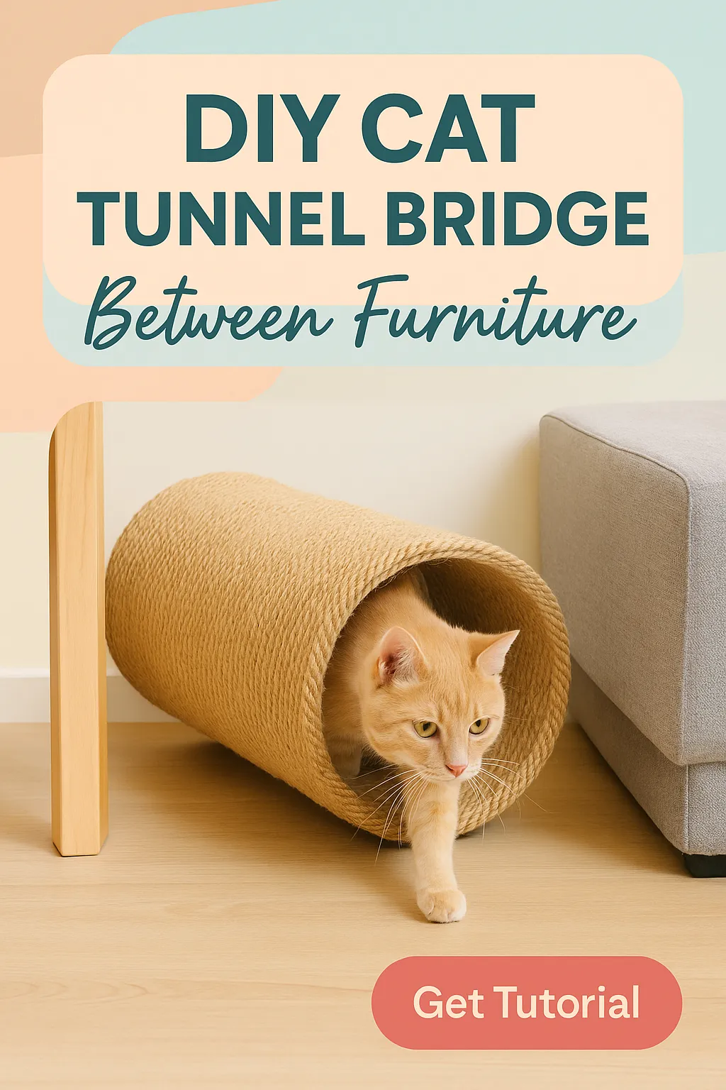 DIY Cat Tunnel Bridge Between Furniture
