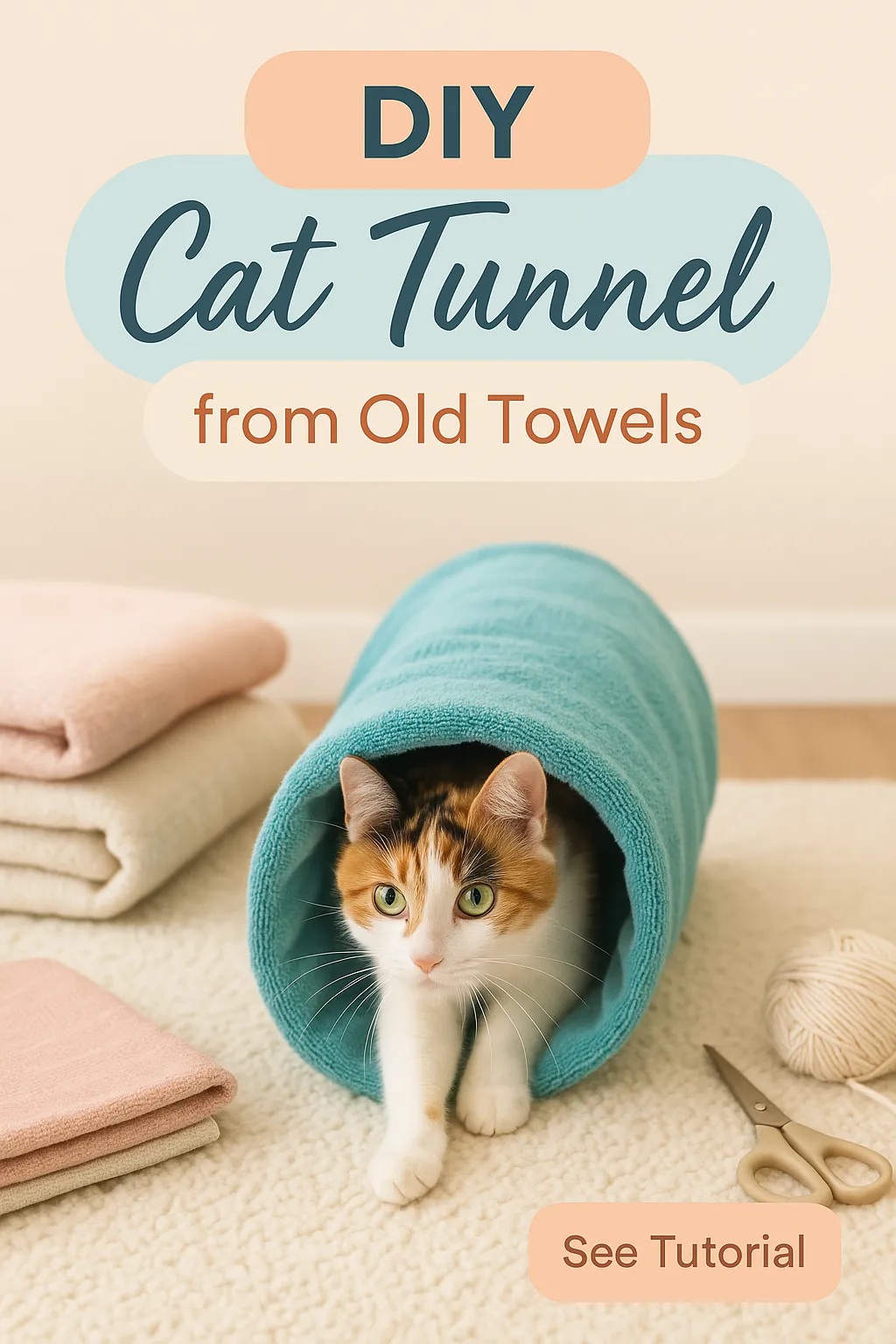 DIY Cat Tunnel from Old Towels