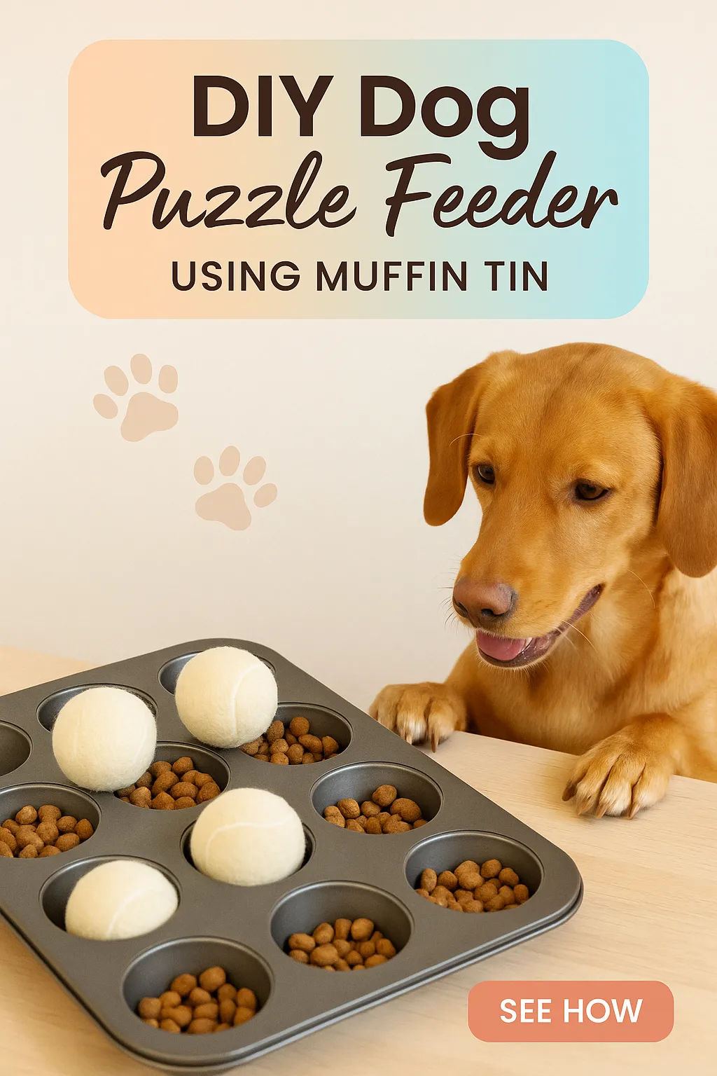 DIY Dog Puzzle Feeder Using Muffin Tin