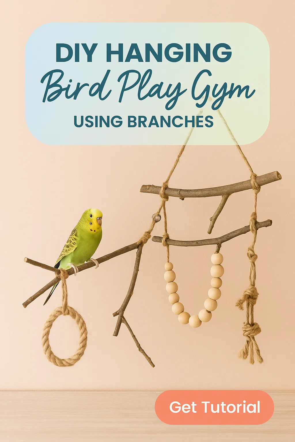 DIY Hanging Bird Play Gym from Branches