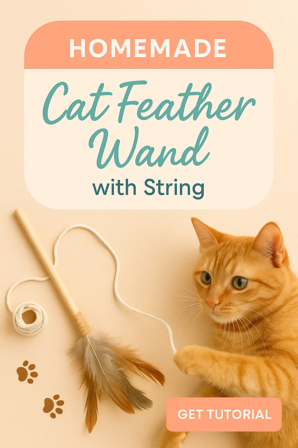 Homemade Cat Feather Wand with String