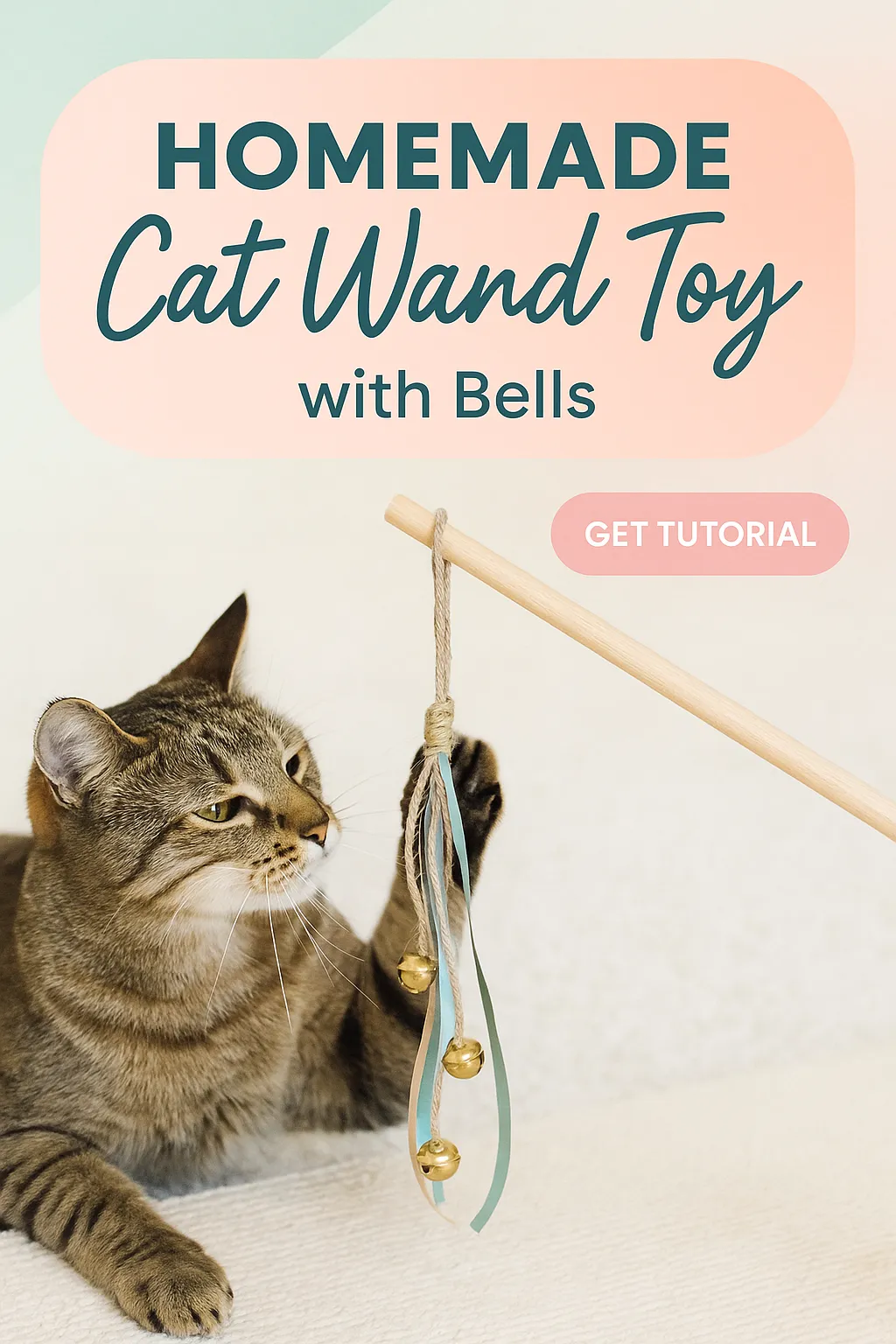 Homemade Cat Wand Toy with Bells