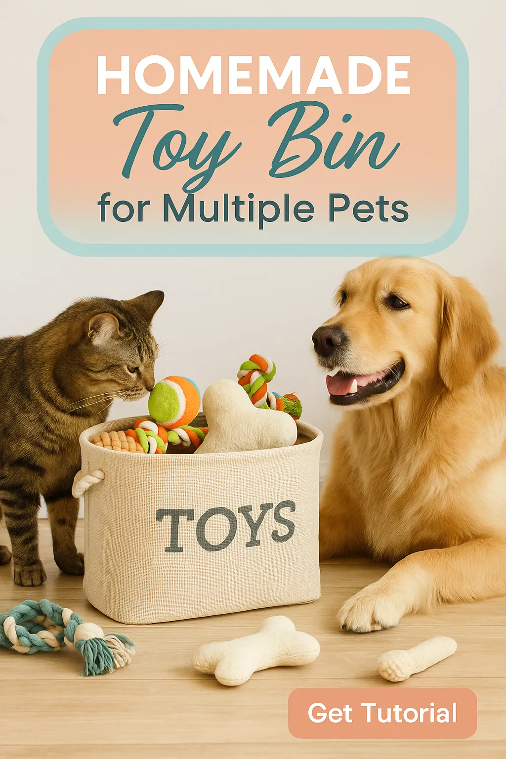 Homemade Toy Bin for Multiple Pets
